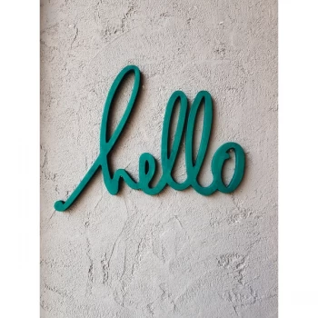 Image of Hello - Green Green Decorative Wooden Wall Accessory