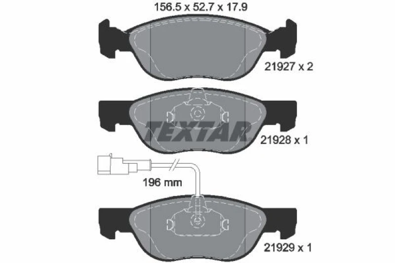 Image of Brake pad set TEXTAR 2192701