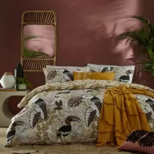 Image of Furn - Tocorico Exotic Birds Print Reversible Duvet Cover Set, Natural, Double