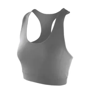 Spiro Womens/Ladies Impact Softex Plain Crop Top (L) (Cloudy Grey)