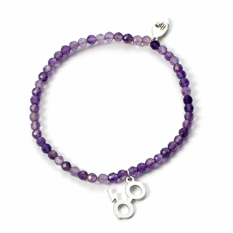 Image of Harry Potter Semi Precious Stone Bracelet with Sterling Silver Deathly Hallows Charm, One Colour, Women One Colour WCCKN Female