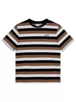 Image of BOSS Boys Stripe T-Shirt - Black, Size 10 Years
