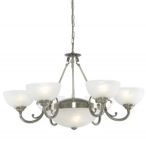 Image of 8 Light Multi Arm Chandelier Antique Brass Finish, E14