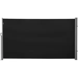 Image of 3x1.8M Retractable Side Awning Screen Fence Patio Privacy Divider Black - Black - Outsunny