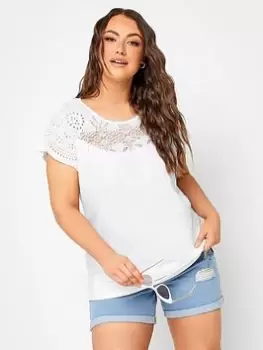 Image of Yours Crochet T-Shirt - White, Size 16, Women