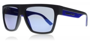 image of McQ AM0035S Sunglasses Matte Black / Blue AM0035S 57mm