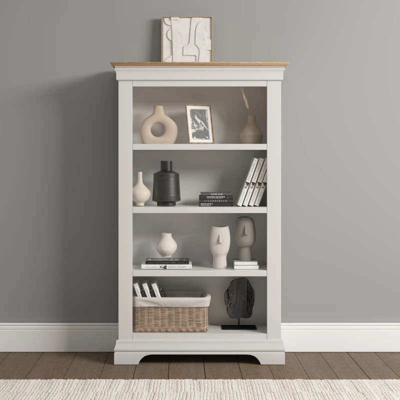 Image of Seconique Bordeaux Ivory and Oak Bookcase Assembled