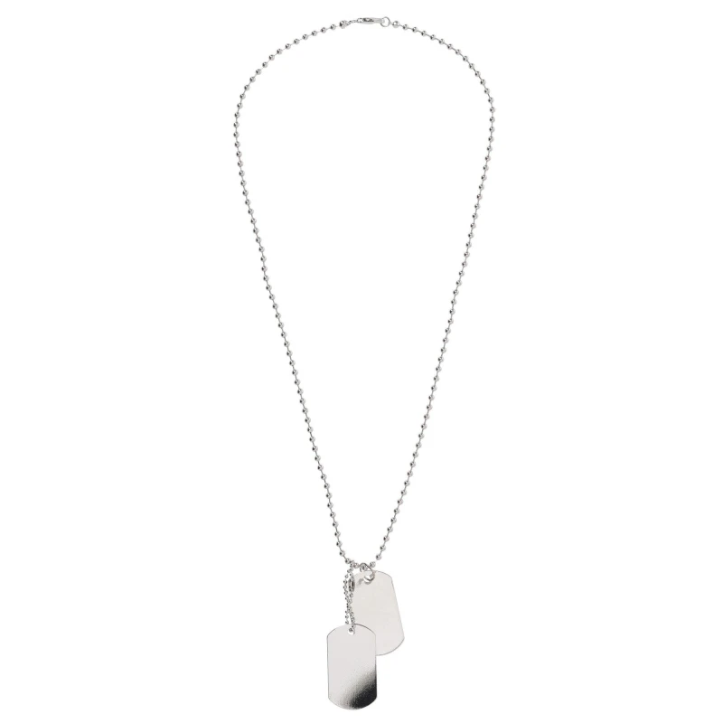 Image of Fabric Metal Tag Necklace - Silver Silver One Size