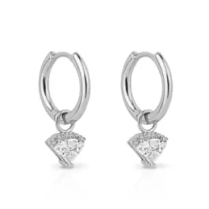 image of Diamonfire Silver Zirconia Diamond Shaped Assembled Hoop Earrings