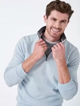 Image of Crew Clothing Crew Clothing Classic Half Zip Sweatshirt, Light Blue Size M Men
