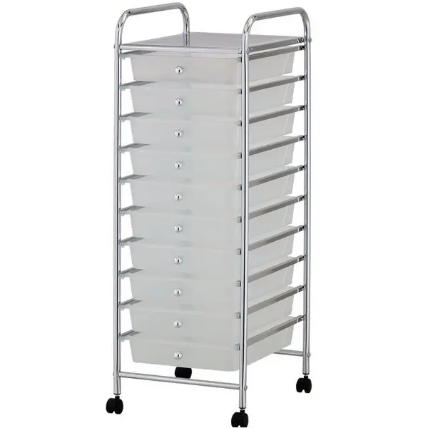 image of VonHaus VonHaus Storage Trolley, 10 Drawer Black Wheeled - White One Size