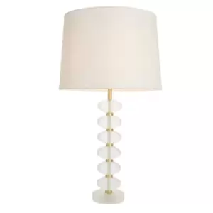 Image of Annabelle & Mia Base & Shade Table Lamp Frosted Crystal & Vintage White Linen