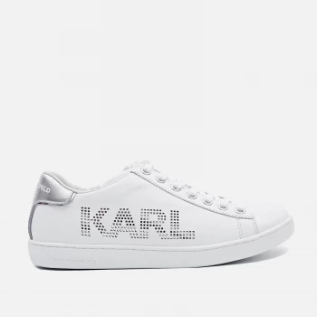 image of KARL LAGERFELD Womens Kupsole Ii Leather Trainers - White/Silver - UK 3