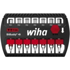 Image of Wiha 8 Piece Pozidriv Ty Bit Set Bitbuddy 49 mm