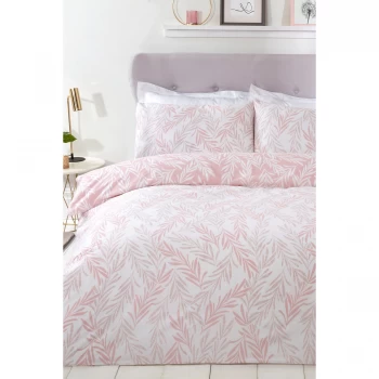 Image of Sleepdown Leaf Duvet Set Grey Double 52% Polyester, 48% Cotton