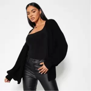 Image of I Saw It First Cropped Balloon Sleeve Cardigan - Black
