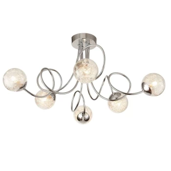 Image of Endon Auria - LED 6 Light Semi flush Chrome With Chrome Wire, Bead Shade, G9
