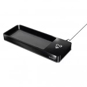 Image of Leitz WOW Desk Organiser with Inductive Charger. Black 53650095