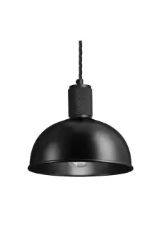 image of Knurled Dome Pendant Light, 8 Inch, Black Holder