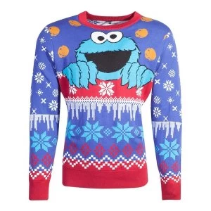 image of Sesame Street - Cookie Monster Christmas Unisex Large Christmas Jumper - Multi-Colour