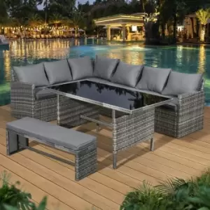 Image of Fiji Rattan 8 Seat Corner Dining Set in Pewter Grey