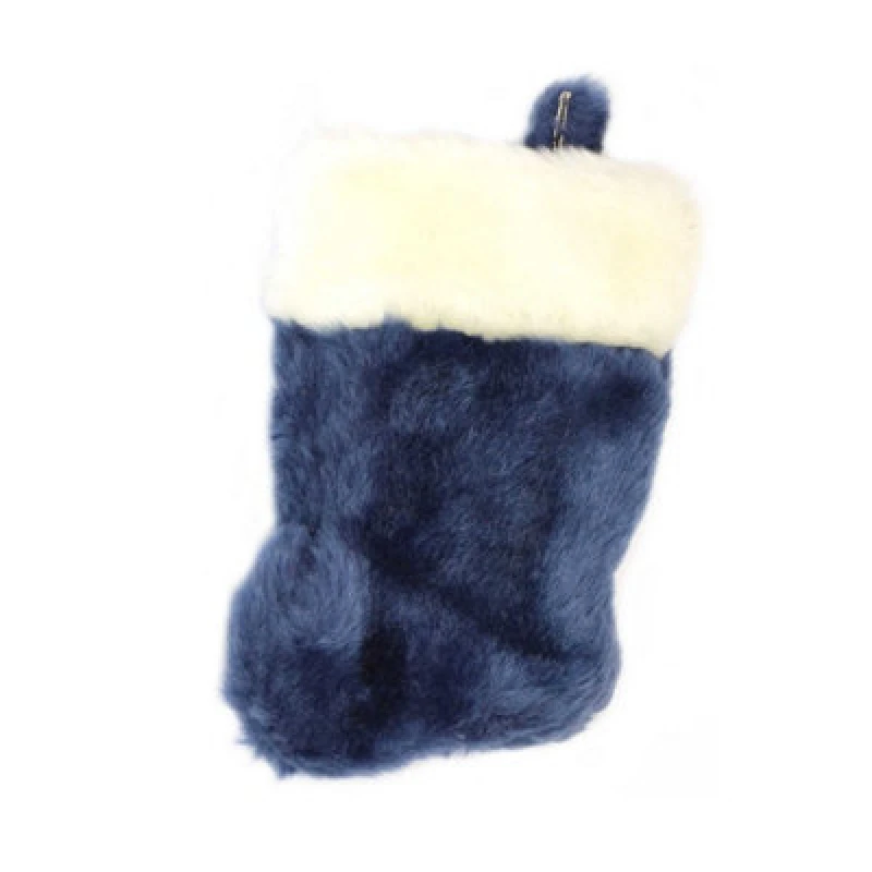 Image of Shatchi Deluxe Velvet Santa Stocking Xmas Sock with Fur Christmas Decorations, Multi Blue