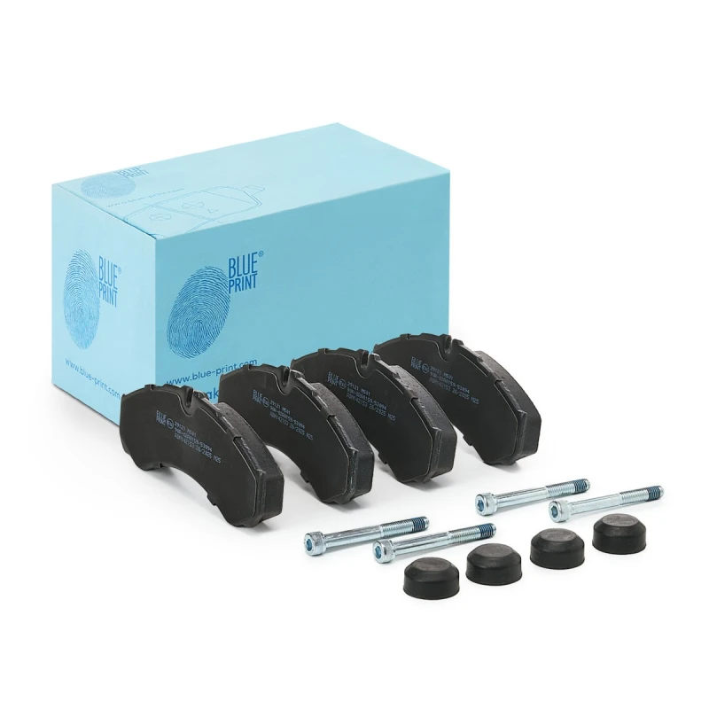 Image of Blue PRINT ADN142153 Brake pad set Rear Axle, prepared for wear warning indicator, with fastening material Brake Pad Set,disc brake (402)