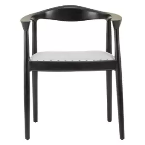 Image of Leather and Black Teak Wood Chair