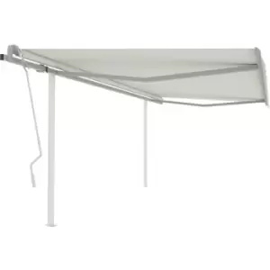 image of Vidaxl - Manual Retractable Awning with Posts 4.5x3 m Cream Cream