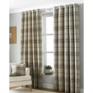 image of Riva Paoletti Aviemore Ringtop Eyelet Curtains (117 x 137 cm) (Ochre Yellow)