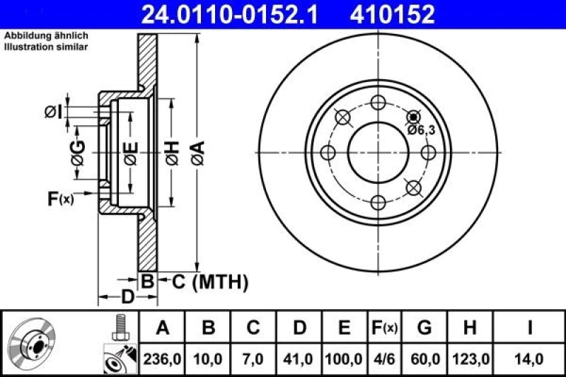 Image of ATE 24.0110-0152.1 Brake disc solid, Coated, with bolts/screws Brake Disc (82)