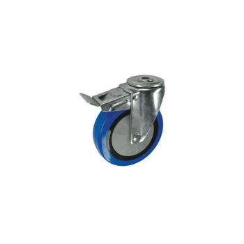 Braked Swivel Bolt Hole 7 5MM Blue Rubber Tyre - Atlas Workholders