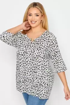 Image of Leopard Print Henley T-Shirt