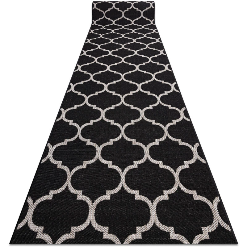 Image of RugsX Runner Sizal Floorlux Design 20608 Moroccan Trellis Black / Silver 100 100X100 Cm