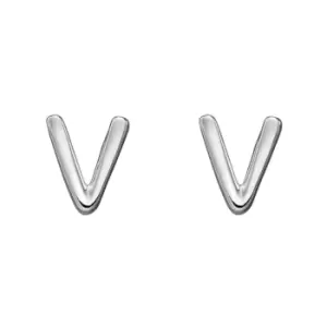 Image of Sterling Silver Alphabet Letter V Stud Earrings