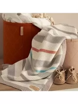 image of Tutti Bambini Chunky Striped Knitted Baby Blanket - Cocoon