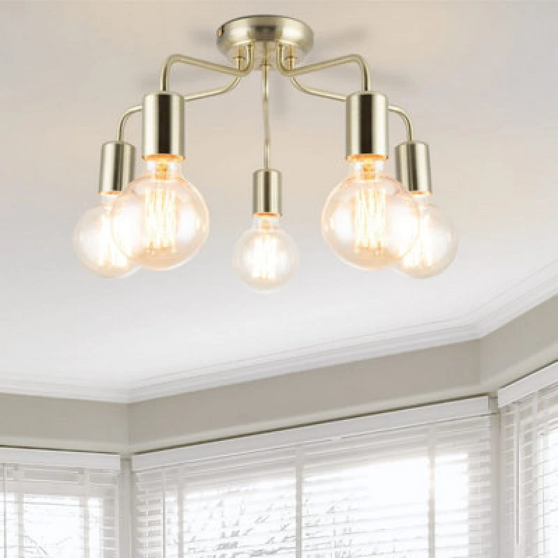 Image of Cosylyte Fraser 5 Light Modern Metal Ceiling Flush Light - Brushed Brass