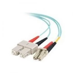 Image of C2G 1m LC-SC 10GB 50/125 OM3 Duplex Multimode PVC Fibre Optic Cable (LSZH) - Aqua