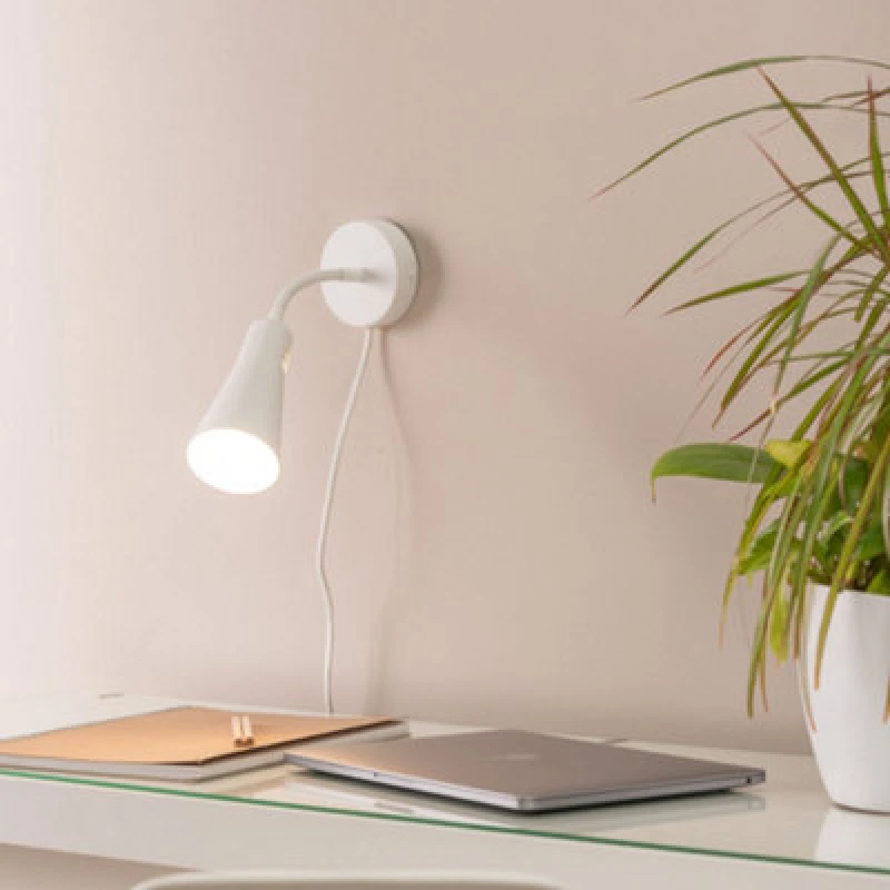 Image of VALUELIGHTS Pair of Flexible Gooseneck White Plug In Wall Lights Reading Task Bedside Lamps - No Bulbs B4025