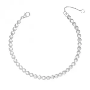 Image of Diamond Cut Crescent Detail Circle Bracelet in White Gold GB516