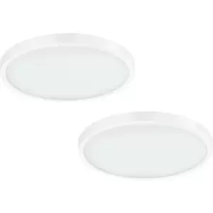 Image of 2 PACK Wall / Ceiling Light White 400mm Round Surface Mounted 25W LED 4000K