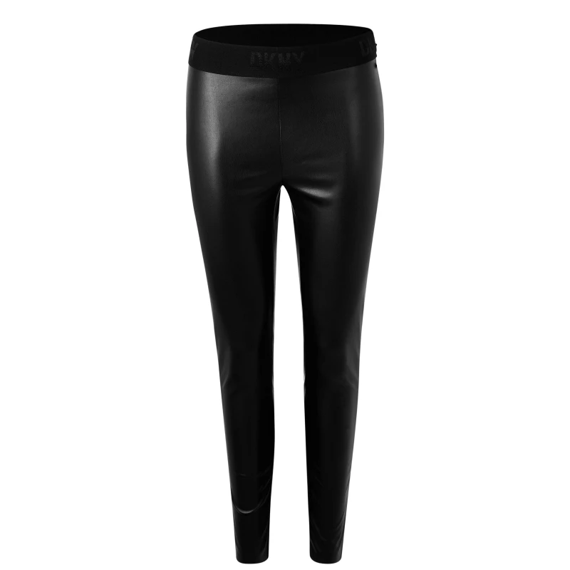 Image of DKNY Faux Leather Leggings - Black 8