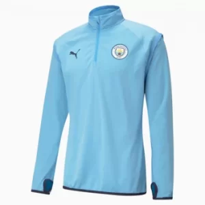 PUMA Man City Warm-Up Mens Football Midlayer, Light Blue/Peacoat, size Large, Clothing