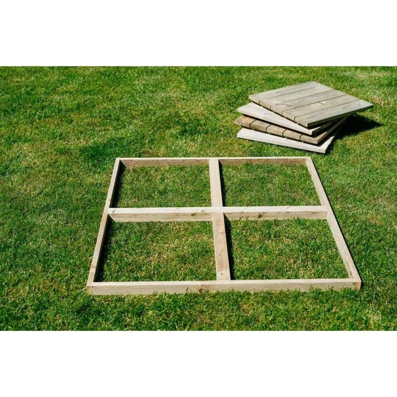 Image of Buttercup Farm Decking Kit 1m (1 Frame & 4 Tiles) - Timber - L100 x W100 x H6.5cm in Brown Brown Unisex