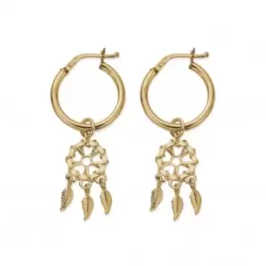 image of Gold Dream Catcher Hoop Earrings GEH3291