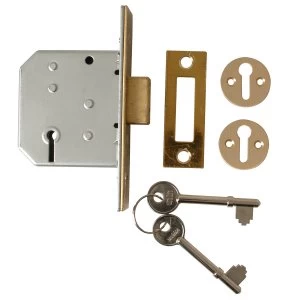 image of Union 2177 3 Lever Mortice Deadlock Satin Chrome 65mm 2.5" Visi