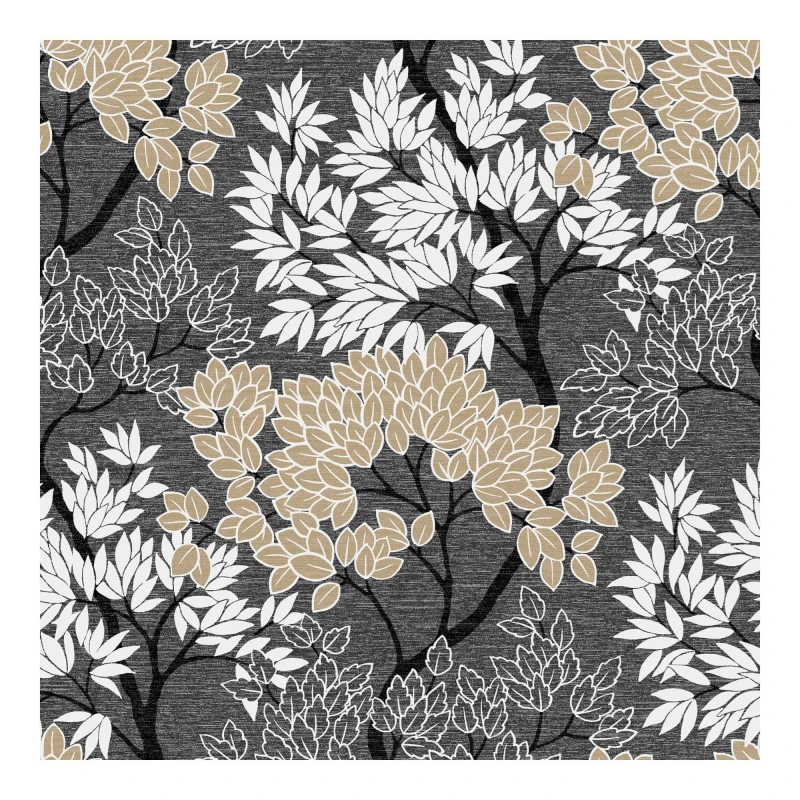 Image of Graham & Brown Fresco Lykke Tree Dark Charcoal / Natural, Black 113260