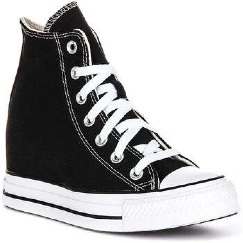 Image of Converse Womens Chuck Taylor All Star Wedge Trainers Black Red Navy Brown, 4
