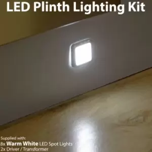 Image of Square LED Plinth Light Kit 8 warm white Spotlights Kitchen Bathroom Floor Panel