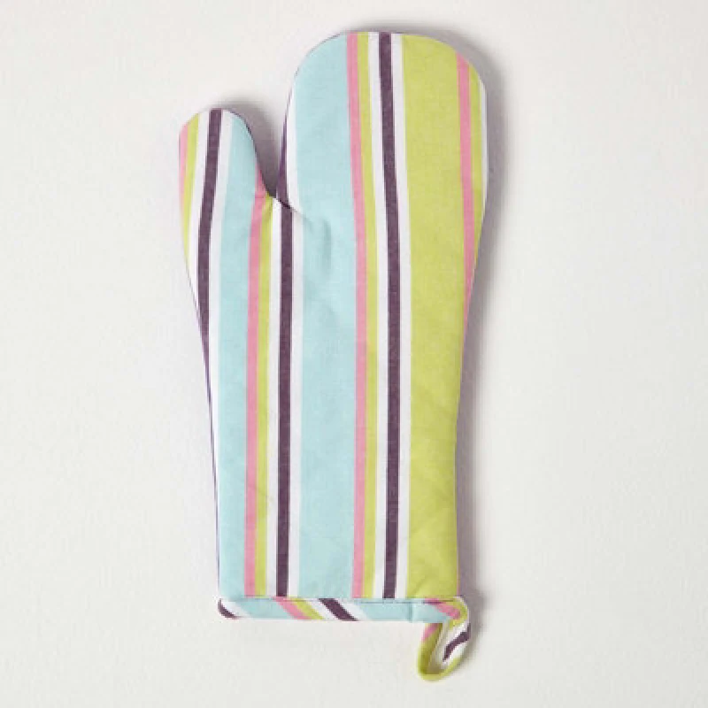 Image of Homescapes Osaka Purple Stripe Cotton Oven Glove Purple unisex